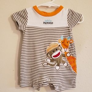 Baby Starters Brown Striped Romper - 3 MO